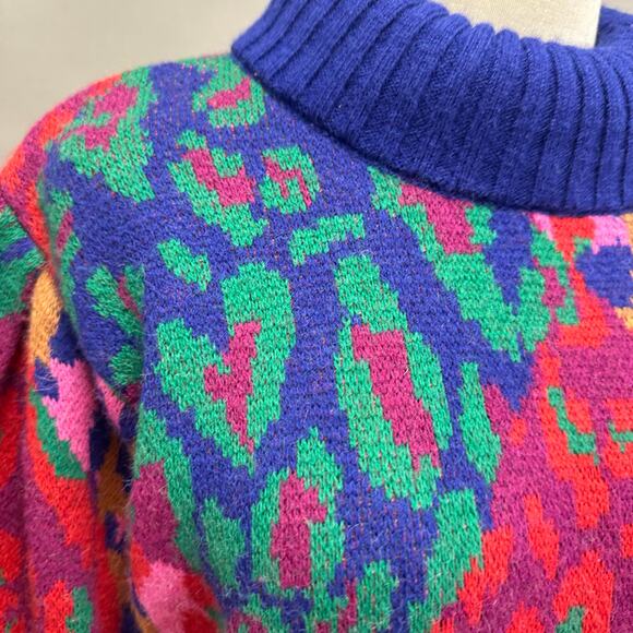 Farm Rio Mixed Leopard Pop Sweater Dress Size Medium - Picture 6 of 16